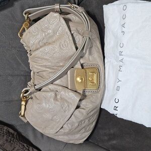 Marc By Marc Jacobs Beige Shoulder Bag with Gold Accents